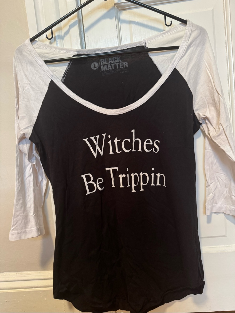 Black Matter Black & White Raglan 'Witches Be Trippin' Top
